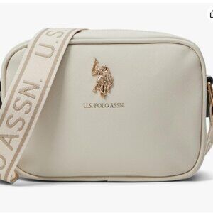 U.S. Polo Assn. Ivory Crossbody Bag with Gold Accents